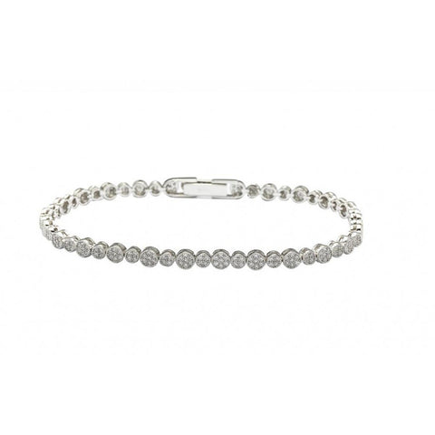 Sterling Silver Rhodium Plated Multiple Round Clear CZ Bracelet