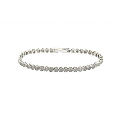 Sterling Silver Rhodium Plated Multiple Circle Clear Tennis Micro Pave CZ Bracelet
