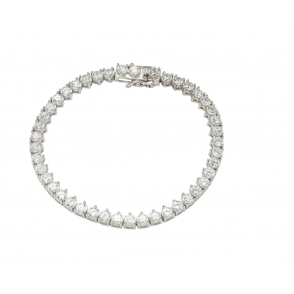 Sterling Silver Rhodium Plated Multiple Circle Clear Tennis Micro Pave CZ Bracelet