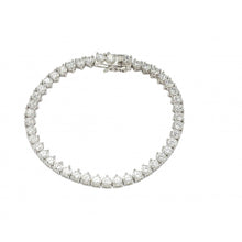 Load image into Gallery viewer, Sterling Silver Rhodium Plated Multiple Circle Clear Tennis Micro Pave CZ Bracelet
