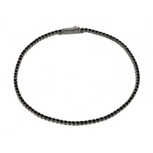 Load image into Gallery viewer, Sterling Silver Black Rhodium Plated Multiple Circle Black Tennis Micro Pave CZ Bracelet
