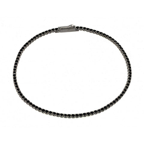 Sterling Silver Black Rhodium Plated Multiple Circle Black Tennis Micro Pave CZ Bracelet