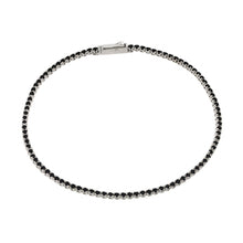 Load image into Gallery viewer, Sterling Silver Rhodium Plated Multiple Circle Black Tennis Micro Pave CZ Bracelet