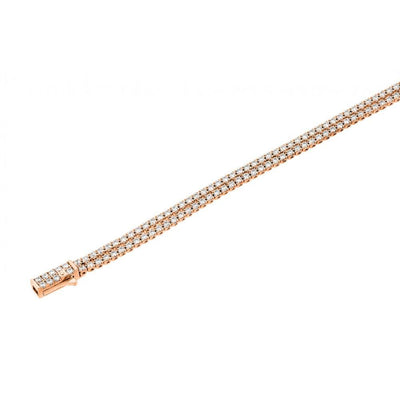 Sterling Silver Rose Gold Plated Multiple Circle Clear Tennis Micro Pave CZ Bracelet