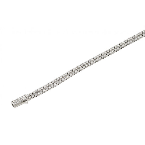 Sterling Silver Rhodium Plated Multiple Circle Clear Tennis Micro Pave CZ Bracelet