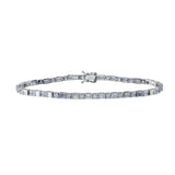 Sterling Silver Rhodium Plated Round And Square CZ Tennis Bracelet