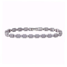 Load image into Gallery viewer, Sterling Silver Rhodium Plated Square Micro Pave Link CZ Tennis Bracelet