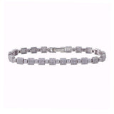 Sterling Silver Rhodium Plated Square Micro Pave Link CZ Tennis Bracelet