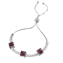 Load image into Gallery viewer, Sterling Silver Rhodium Plated Violet Color CZ Adjustable Bracelet