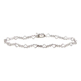 Sterling Silver Rhodium Plated Heart and Circles CZ Accented Bracelet