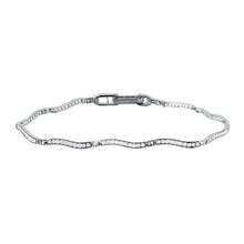 Load image into Gallery viewer, Sterling Silver Rhodium Plated Minimal Design Wavy CZ Inlay Bracelet
