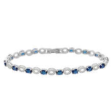 Load image into Gallery viewer, Sterling Silver Rhodium Plated Interval Blue CZ Stones Tennis Bracelet