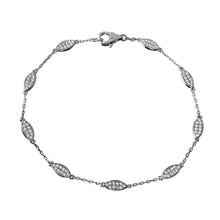 Load image into Gallery viewer, Sterling Silver Rhodium Plated CZ Teardrop Link Bracelet