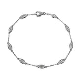 Sterling Silver Rhodium Plated CZ Teardrop Link Bracelet