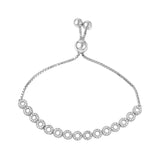 Sterling Silver Rhodium Plated Bubble Bracelet With Bead Lariat Lock