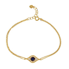 Load image into Gallery viewer, Sterling Silver Gold Plated Evil Eye Bracelet