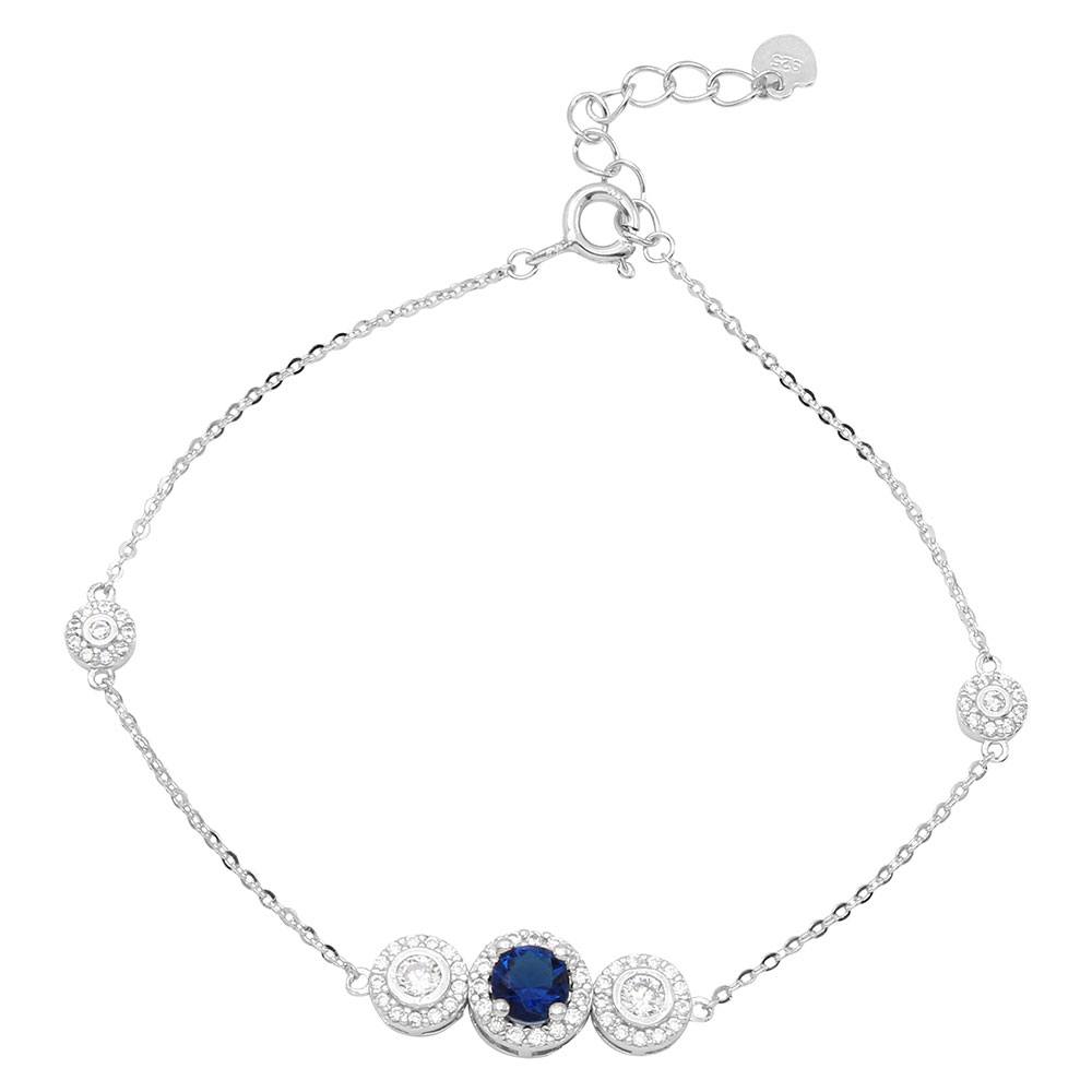 Sterling Silver Rhodium Plated Multiple CZ Disc Bracelet