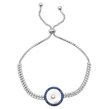 Load image into Gallery viewer, Sterling Silver Rhodium Plated MOP Evil Eye CZ Lariat Bracelet
