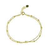 Sterling Silver Gold Plated Double Strand DC Bead Chain Bracelet
