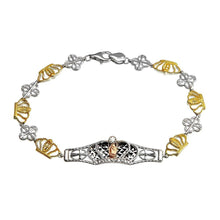 Load image into Gallery viewer, Sterling Silver 2 Toned Crown Tennis Bracelet - silverdepot