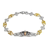 Sterling Silver 2 Toned Crown Tennis Bracelet