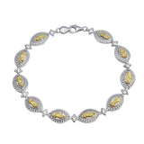 Sterling Silver 2 Toned Oval Mary Link Tennis Bracelet