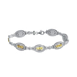 Sterling Silver 2 Toned Oval Mary Link Tennis Bracelet