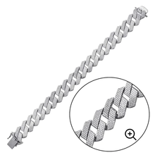 Load image into Gallery viewer, Sterling Silver Rhodium Plated CZ Encrusted Miami Cuban Link Bracelet-17mm