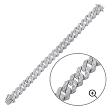 Load image into Gallery viewer, Sterling Silver Rhodium Plated CZ Encrusted Square Miami Cuban Link Bracelet