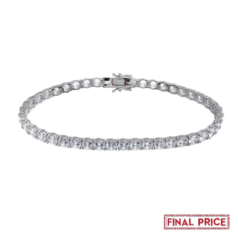 Sterling Silver Rhodium Plated Round CZ Tennis Bracelet-5mm