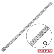 Load image into Gallery viewer, Sterling Silver Rhodium Plated CZ Encrusted Miami Cuban Link Bracelet-8.9mm