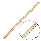 Sterling Silver Gold Plated CZ Encrusted Miami Cuban Link Hip Hop Bracelet Width-11.5mm