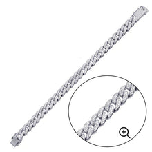 Load image into Gallery viewer, Sterling Silver Rhodium Plated CZ Encrusted Miami Cuban Link Bracelet-11.5mm
