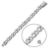 Sterling Silver Rhodium Plated CZ Encrusted Miami Cuban Link Hip Hop Bracelet Width-13.8mm