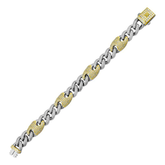 Sterling Silver Rhodium Plated CZ Encrusted Cuban Mariner Link Hip Hop Bracelet Width-13mm