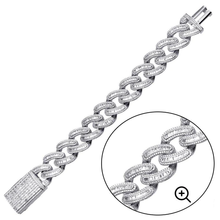 Load image into Gallery viewer, Sterling Silver Rhodium Plated CZ Encrusted Miami Cuban Link Hip Hop Bracelet Width-19.5mm