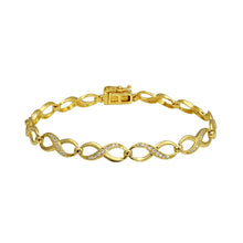 Load image into Gallery viewer, Sterling Silver Gold Plated CZ Infinity Link Bracelet