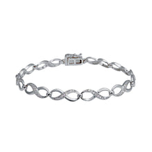 Load image into Gallery viewer, Sterling Silver Rhodium Plated CZ Infinity Link Bracelet