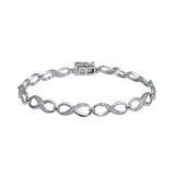 Sterling Silver Rhodium Plated CZ Infinity Link Bracelet