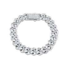 Load image into Gallery viewer, Sterling Silver Rhodium Plated Cuban CZ 12mm Bracelet