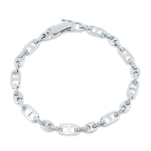 Load image into Gallery viewer, Sterling Silver Rhodium Plated Mariner Style CZ Link Bracelet