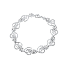 Load image into Gallery viewer, Sterling Silver Rhodium Plated Flower And Hearts Quincenera Bracelet