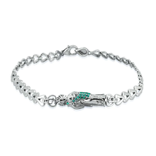 Load image into Gallery viewer, Sterling Silver Rhodium Plated St Jude Green CZ Quinceanera Bracelet