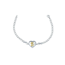 Load image into Gallery viewer, Sterling Silver Rhodium Plated Diamond Cut Quincinera Heart Infinity Clear CZ Bracelet