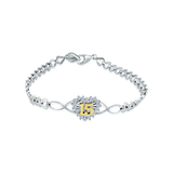 Sterling Silver Rhodium Plated Diamond Cut Quincinera Heart Clear CZ Bracelet