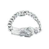 Sterling Silver Rhodium Plated St Jude Cuban 10.8mm Bracelet