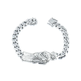 Sterling Silver Rhodium Plated St Jude Cuban Bracelet