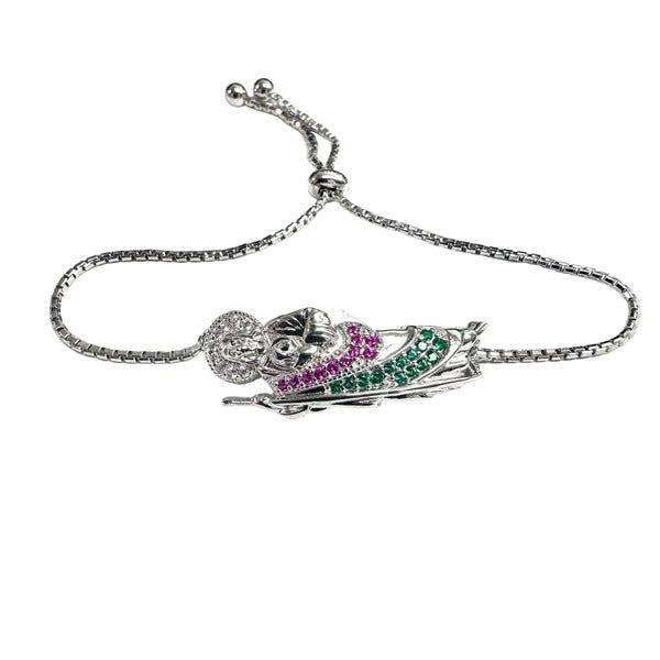 Sterling Silver Rhodium Plated St Jude Cuban Box Lariat Bracelet-13mm