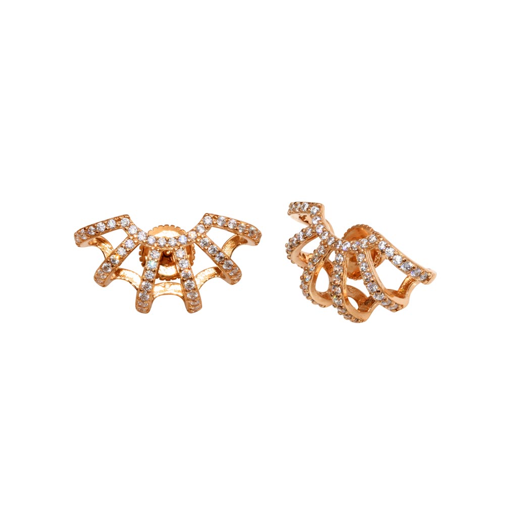 Sterling Silver Rose Gold Plated Web CZ Earrings