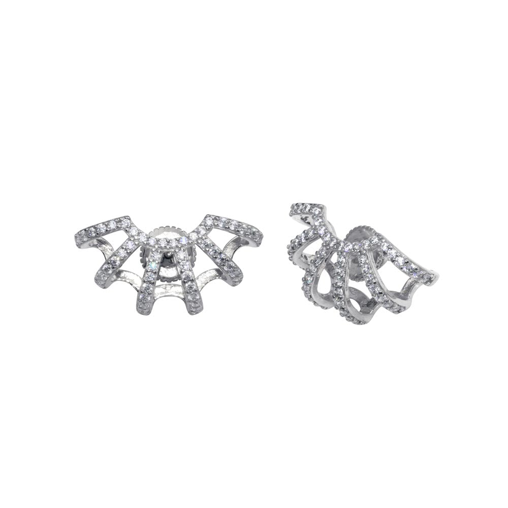 Sterling Silver Rhodium Plated Web CZ Earrings